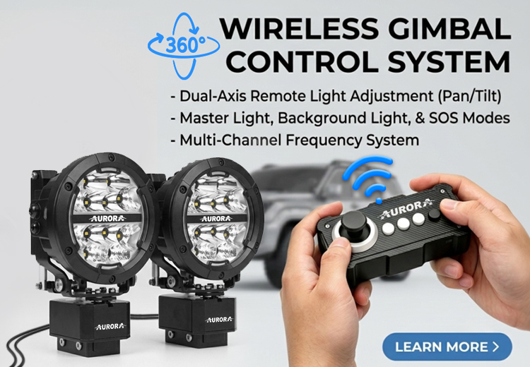 Aurora New LED Driving Light Remote Control Universal Offroad Gimbal Mount Brack